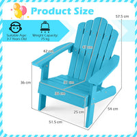 Kids Adirondack Chair with Tilted Backrest and Wide Armrests for Ages 3-7