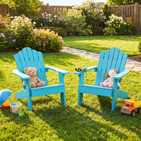 Kids Adirondack Chair with Tilted Backrest and Wide Armrests for Ages 3-7