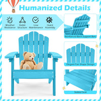 Kids Adirondack Chair with Tilted Backrest and Wide Armrests for Ages 3-7