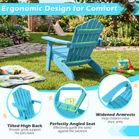 Kids Adirondack Chair with Tilted Backrest and Wide Armrests for Ages 3-7