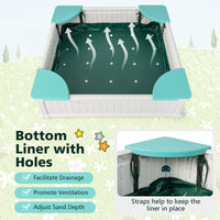 Kids Outdoor Sandbox with Waterproof Cover and 4 Corner Seats