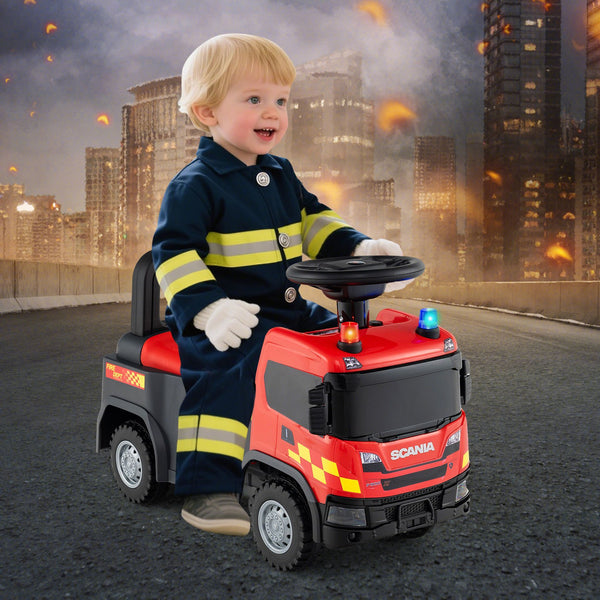 Kids Ride On Push Car with Steering Wheel Lights Sirens Horn and Music for 18 Months+