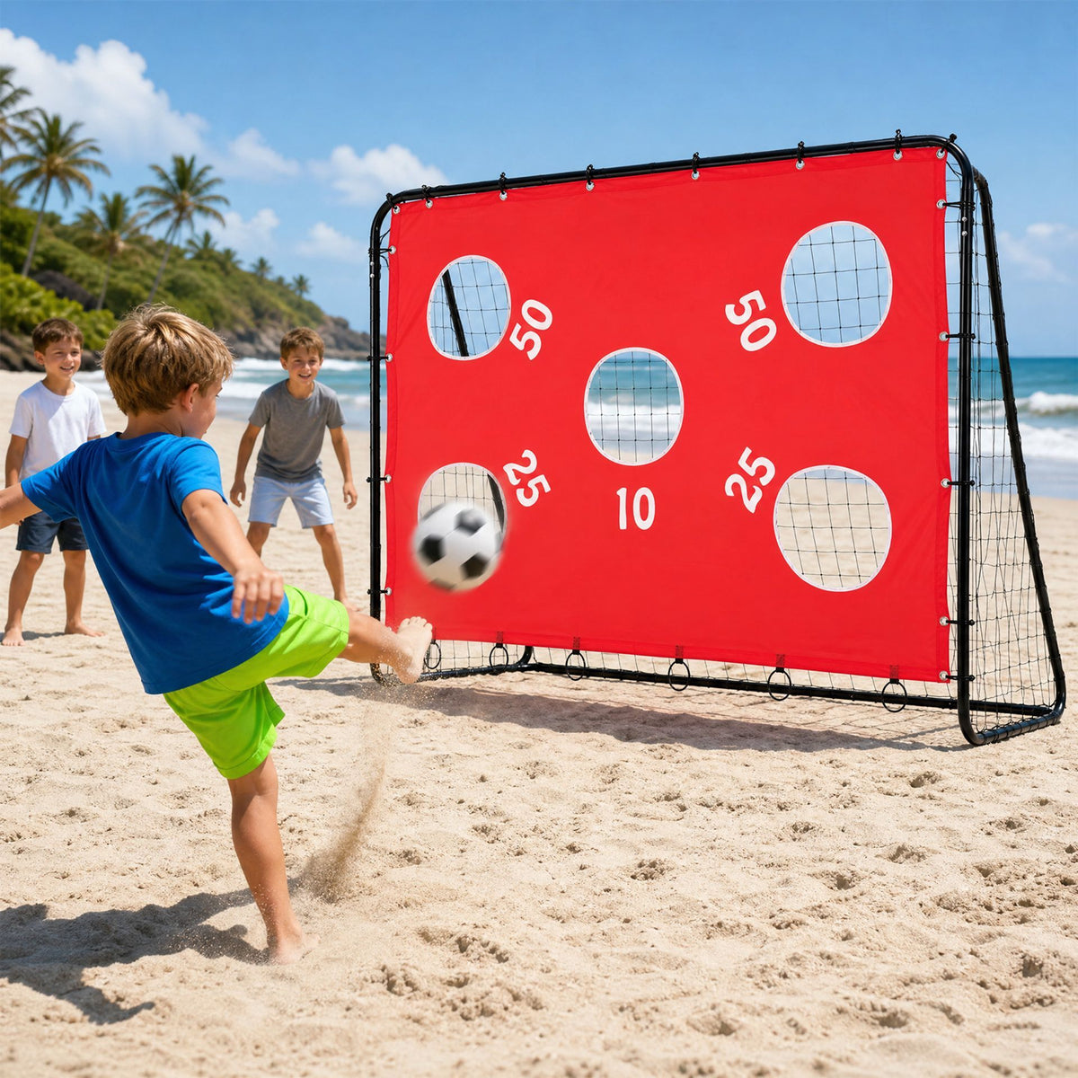 Kids Soccer Goal with Red Removable Target Cloth with Metal Frame