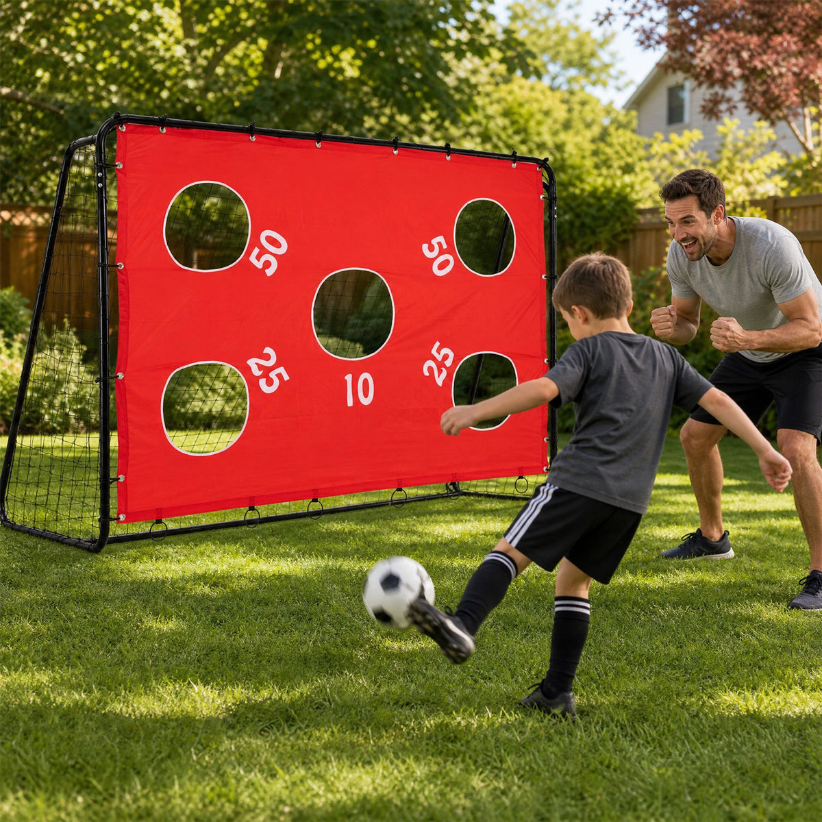 Kids Soccer Goal with Red Removable Target Cloth with Metal Frame