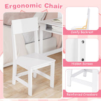 Kids Study Desk and Chair Set Wooden Writing Table with Cork Board and Drawer