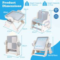 9-in-1 Kids Activity Table and Chair Set with 3 Heights and Book Rack