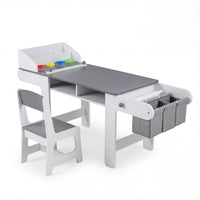 Kids Art Table and Chair Set with Paper Roll and 4 Paint Cups