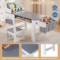Kids Art Table and Chair Set with Paper Roll and 4 Paint Cups
