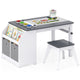 Kids Art Table with Stool Wooden Activity Table with Paper Roll and Storage