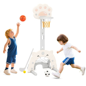 3 in 1 Kids Basketball Hoop with Adjustable Height and Foldable Rim