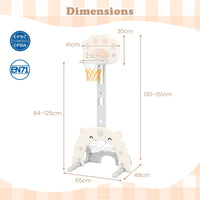 3 in 1 Kids Basketball Hoop with Adjustable Height and Foldable Rim