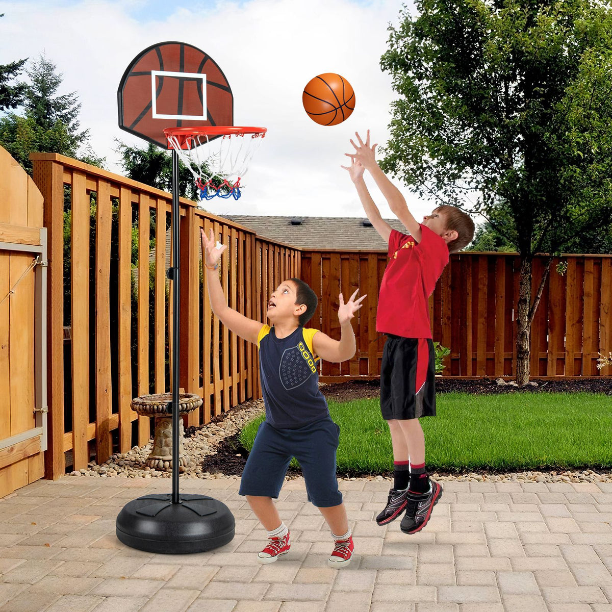 Kids Basketball Hoop with Dart Board and Double-sided Backboard