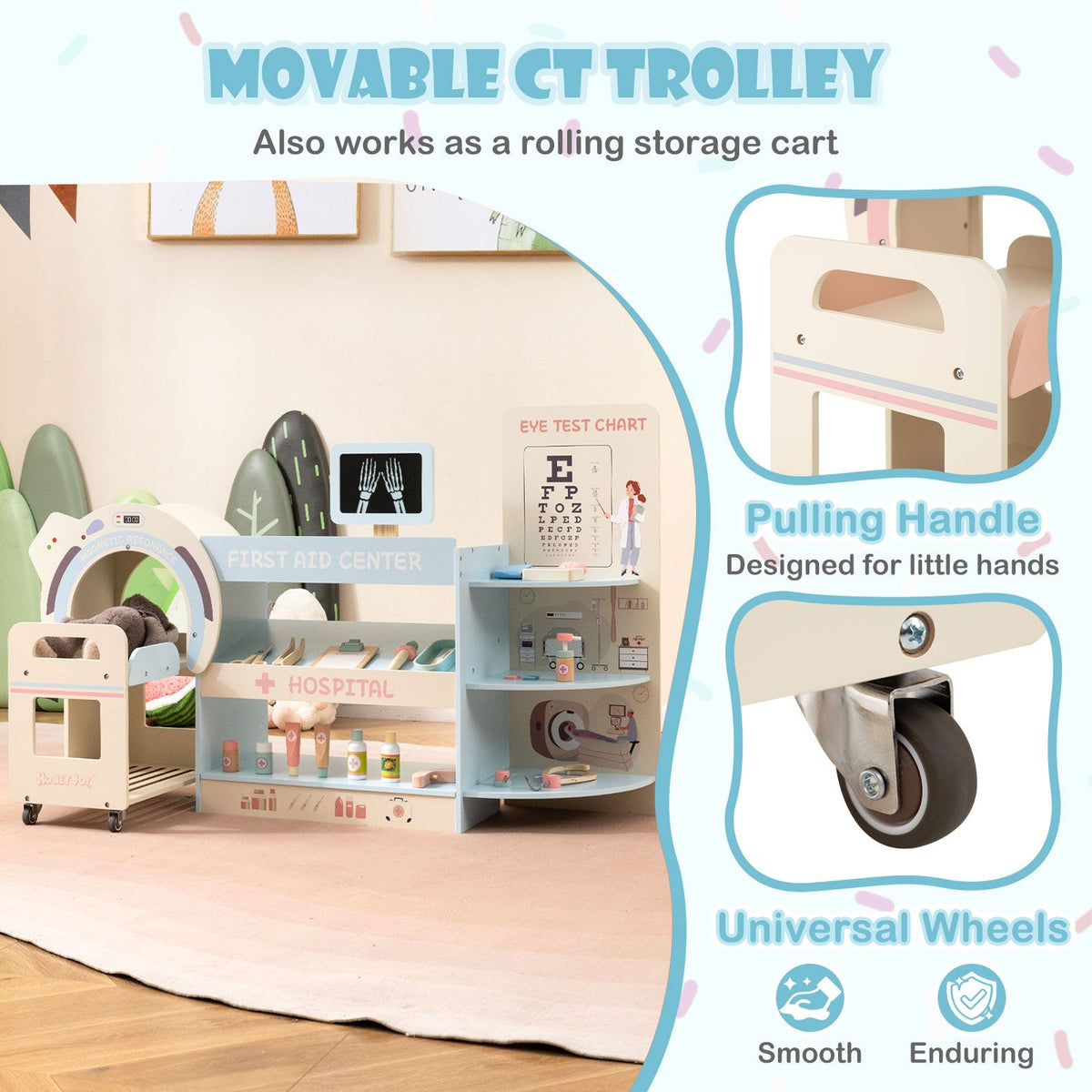 Kids Doctor Play Set with Eye Chart and Toy CT Machine for Kids