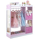 Kids Dress Up Storage Shelf with Mirror and Hanging Rod for Toddler Clothes