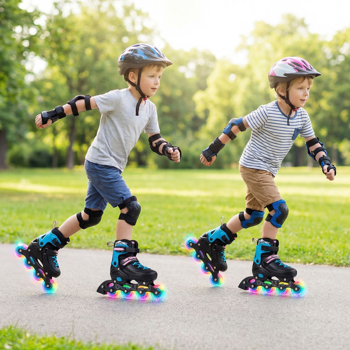 Kids Inline Skates with Illuminating Wheels and Safety Support for Toddlers