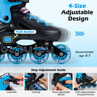 Kids Inline Skates with Illuminating Wheels and Safety Support for Toddlers