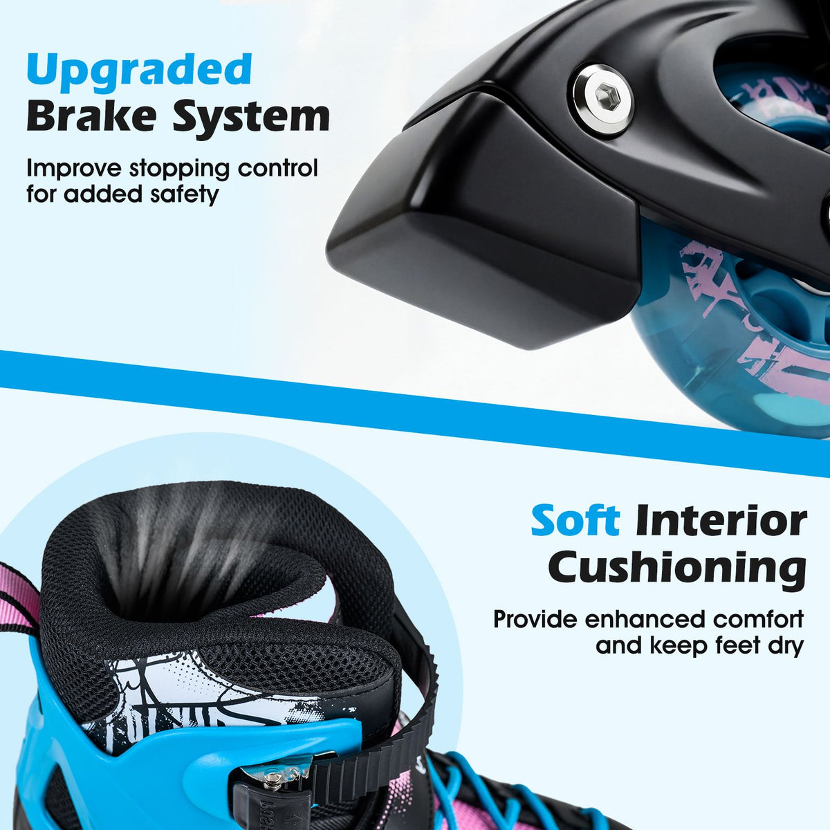 Kids Inline Skates with Illuminating Wheels and Safety Support for Toddlers