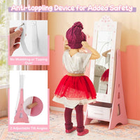 Kids Jewelry Armoire Cabinet Mirror with Storage and 2 Tilt Angles