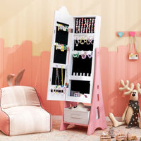 Kids Jewelry Armoire Cabinet Mirror with Storage and 2 Tilt Angles