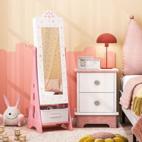 Kids Jewelry Armoire Cabinet Mirror with Storage and 2 Tilt Angles