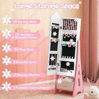 Kids Jewelry Armoire Cabinet Mirror with Storage and 2 Tilt Angles