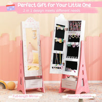 Kids Jewelry Armoire Cabinet Mirror with Storage and 2 Tilt Angles
