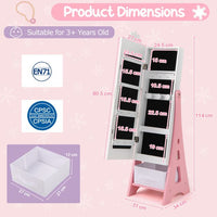 Kids Jewelry Armoire Cabinet Mirror with Storage and 2 Tilt Angles