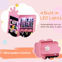 Kids Jewelry Cabinet with 2 Tilt Angles and 4 Sensor Lights