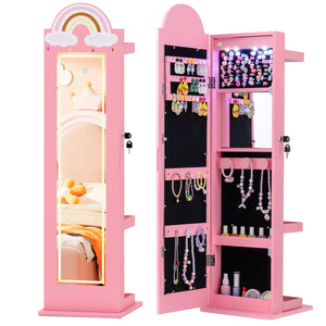 Kids Jewelry Cabinet with Lights with Full-Length Mirror