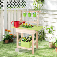Kids Mud Kitchen Outdoor Play Pretend Kitchen with Removable Pots Watering Can