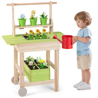 Kids Mud Kitchen Outdoor Play Pretend Kitchen with Removable Pots Watering Can