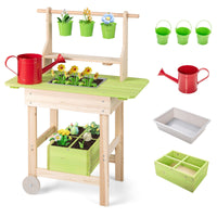 Kids Mud Kitchen Outdoor Play Pretend Kitchen with Removable Pots Watering Can
