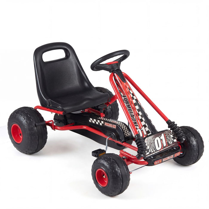 Kids Pedal Go Kart with Steering Wheel and Wear-Resistant Wheels for Boys and Girls