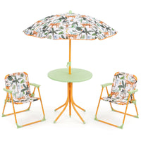 Kids Picnic Table with 2 Folding Chairs and Height Adjustable Umbrella for Garden