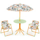 Kids Picnic Table with 2 Folding Chairs and Height Adjustable Umbrella for Garden