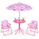 Kids Picnic Table with 2 Folding Chairs and Height Adjustable Umbrella for Garden