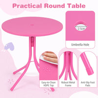 Kids Picnic Table with 2 Folding Chairs and Height Adjustable Umbrella for Garden