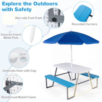 Kids Picnic Table with Benches and Umbrella Seats 4 for Lawn Garden Patio