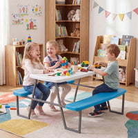 Kids Picnic Table with Benches and Umbrella Seats 4 for Lawn Garden Patio