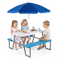 Kids Picnic Table with Benches and Umbrella Seats 4 for Lawn Garden Patio