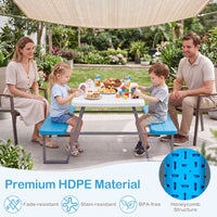 Kids Picnic Table with Benches and Umbrella Seats 4 for Lawn Garden Patio