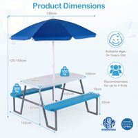 Kids Picnic Table with Benches and Umbrella Seats 4 for Lawn Garden Patio