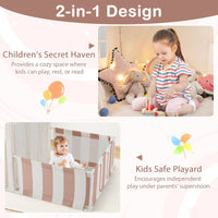 2-in-1 Kids Play Tent with Playpen and Washable Cotton Mat