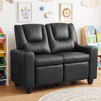 2-Seater Kids Recliner Chair with 2 Cup Holders and 2 Side Storage Pockets