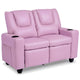 2-Seater Kids Recliner Chair with 2 Cup Holders and 2 Side Storage Pockets