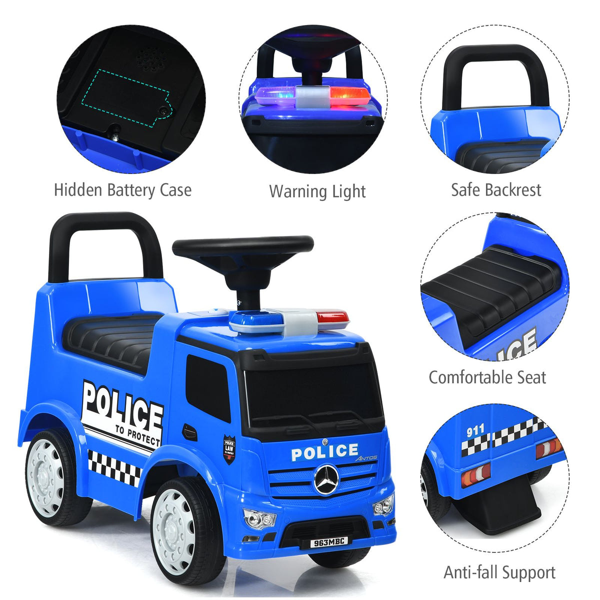 Kids Ride on Police Car Licensed Mercedes Benz Toddler Push Car