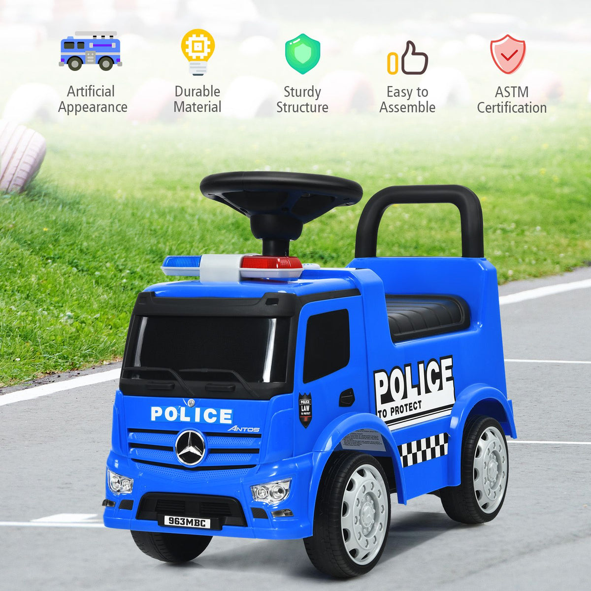 Kids Ride on Police Car Licensed Mercedes Benz Toddler Push Car