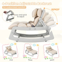 Kids Rocking Chair with Adjustable Backrest & Washable Cushion for 6+ Months