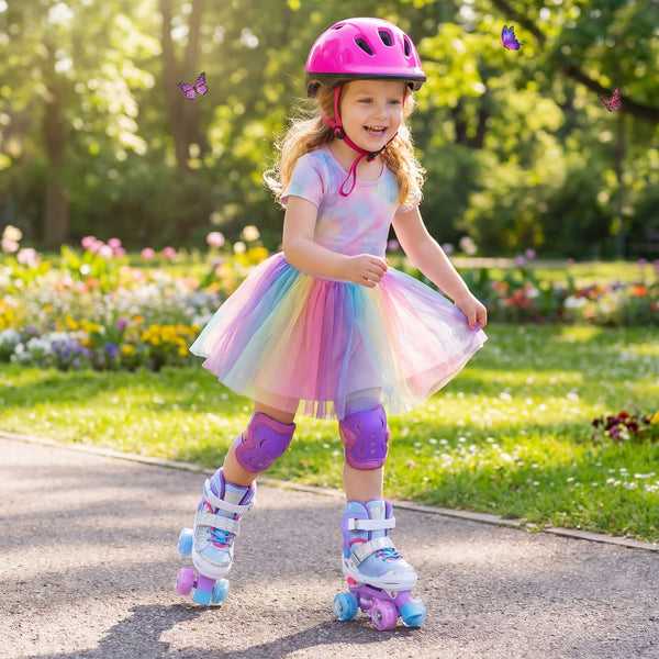 Kids Roller Skates for Toddlers Ages 7-9 with 4 Light-up Wheels for Outdoor Activities