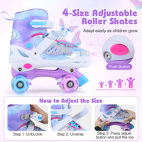 Kids Roller Skates for Toddlers Ages 7-9 with 4 Light-up Wheels for Outdoor Activities